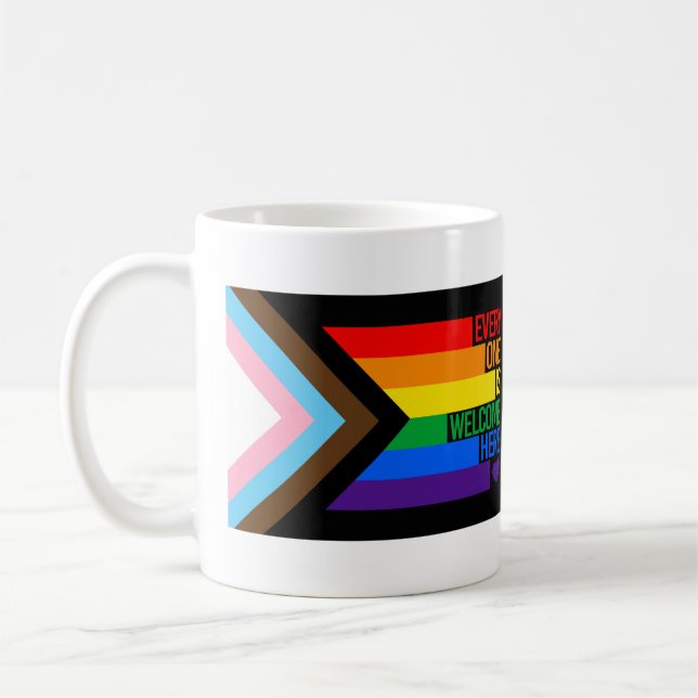 Taza De Café Todos son bienvenidos aquí (Progreso del Orgullo) (Izquierda)