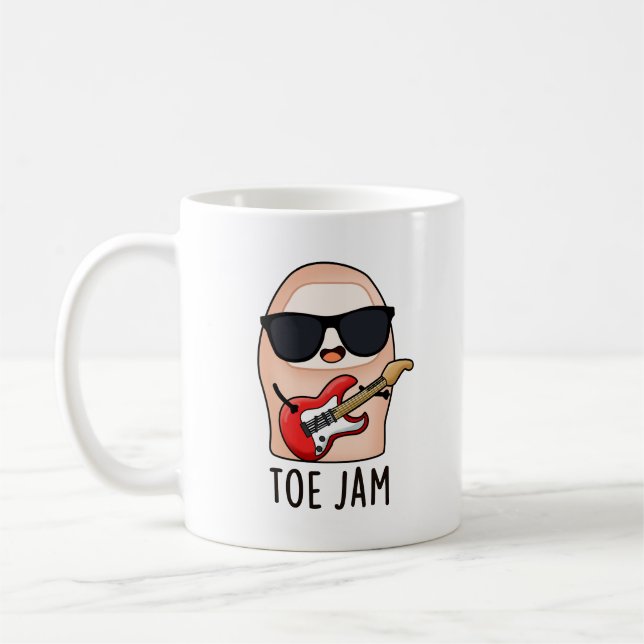 Taza De Café Toe Jam Funny Big Toe Music Pun (Izquierda)