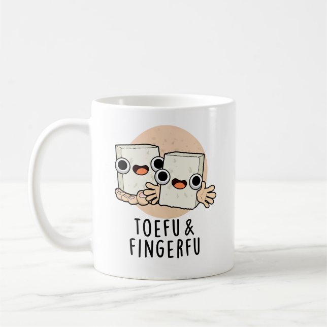 Taza De Café Toefu Fingerfu Funny Food Tofu Pun (Izquierda)