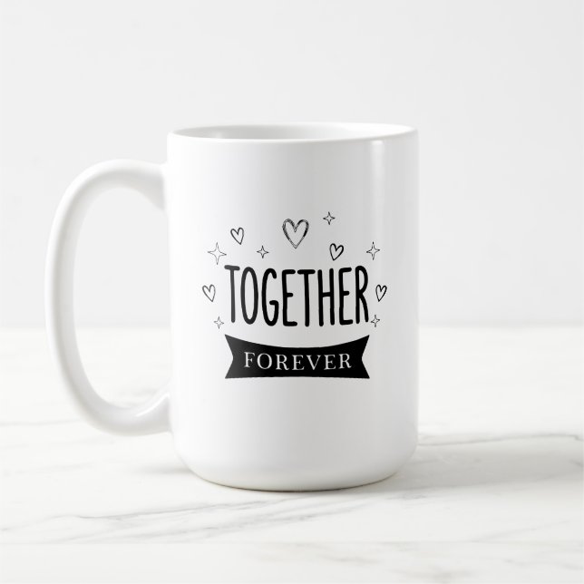 Taza De Café Together Minimalist Typography Modern Unity & Fami (Izquierda)