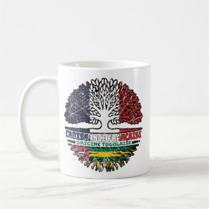 Taza De Café Togo: La bandera de las raíces del árbol francés t