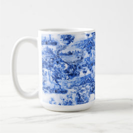 Taza De Café Toile Chinoiserie, sauce azul, china azul