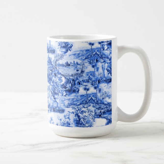 Taza De Café Toile Chinoiserie, sauce azul, china azul   (Derecha)