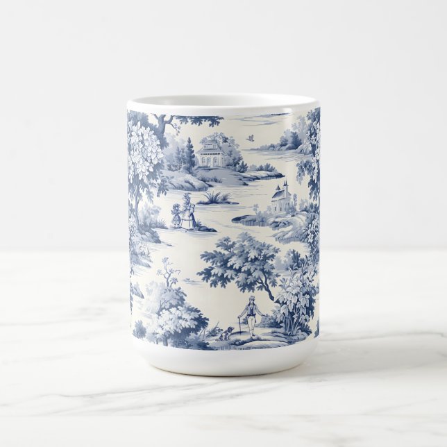 Taza De Café Toile de jouy, azul y blanco, porcelana, (Centro)