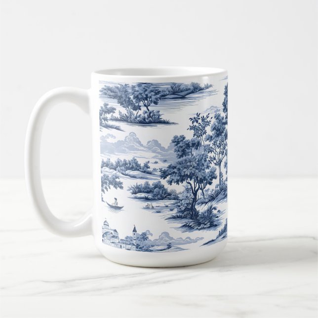 Taza De Café Toile de jouy, china azul, porcelana, sauce azul (Izquierda)