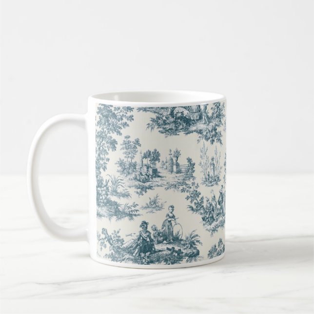 Taza De Café Toile de jouy sage verde elegante (Izquierda)