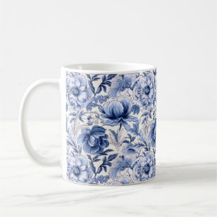 Taza De Café Toile de Jouy. Toile francesa azul.