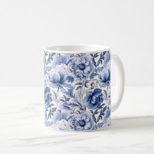 Taza De Café Toile de Jouy. Toile francesa azul.