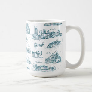 Taza De Café Toile de Nashville Crepúsculo sobre Blanco