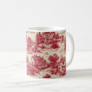 Taza De Café Toile Rojo Tradicional - Pastoral y Arquitectónico