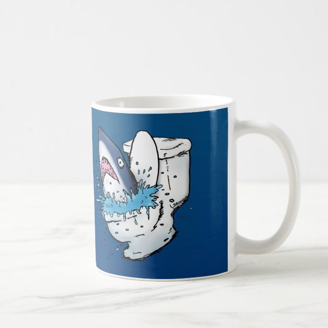 Taza De Café Toilet Shark Funny Blue Personalizado (Derecha)