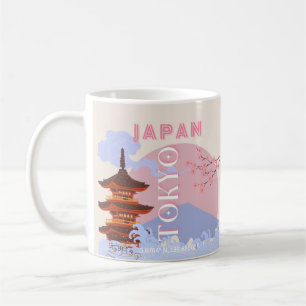 Taza De Café Tokio Japón: Arte de viajes, arte de viajes retro,