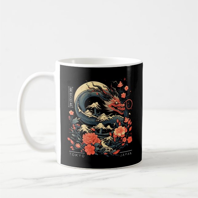 Taza De Café Tokyo Dragon Asian Tattoo 80€™S Style (Izquierda)