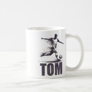 Taza De Café Tom Fútbol Chicos Personalizado Primer Nombre Tom