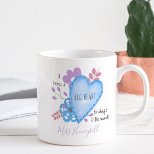 Taza De Café Toma una cita de corazón grande Doodle Lila Person