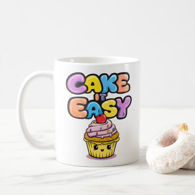 Taza De Café Tómalo fácil Funny Kawaii Pastel (Con donut)