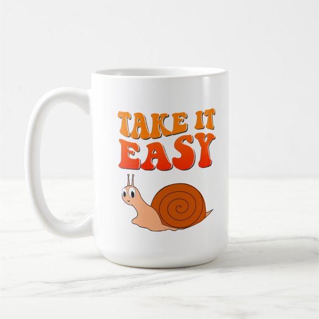 Taza De Café Tómalo Fácil Personalizado Tonto Groovy Textos (Izquierda)
