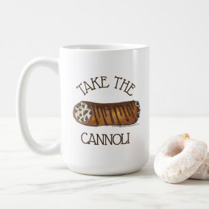 Taza De Café Tomar La Pastelería Italiana De Chocolate Cannoli