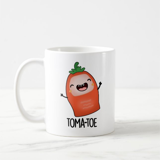 Taza De Café Tomatoe Funny Tomato Pun (Izquierda)