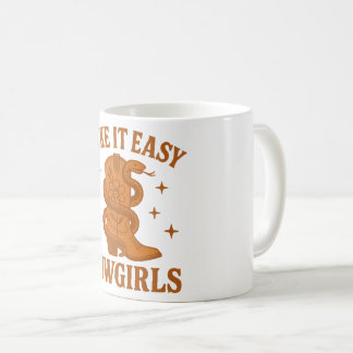Taza De Café Tómelo con Calma Vaquillas Retro Occidental Boho
