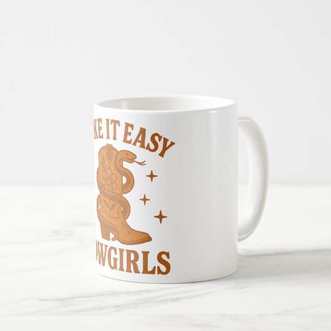 Taza De Café Tómelo con Calma Vaquillas Retro Occidental Boho (Anverso derecho)