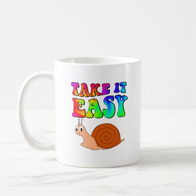 Taza De Café Tómelo Fácil Personalizado Con Texto Groovy (Izquierda)