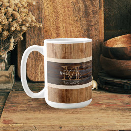 Taza De Café Tone Stripe Rustic Wood Tone Stripe Tan Coffee Mug