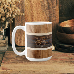 Taza De Café Tone Stripe Rustic Wood Tone Stripe Tan Coffee Mug