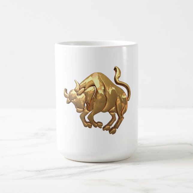 Taza De Café Tono de oro Tauro Zodiac Rótulo Toro Símbolo (Centro)
