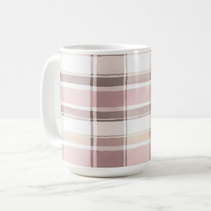 Taza De Café Tono rosado crema marrón rayas Desayuno de novia