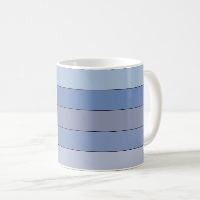 Taza De Café Tonos Azules Y Grises En Papel Acuático (Anverso derecho)