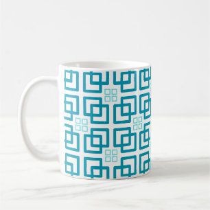 Taza De Café Tonos cuadrados de turquesa