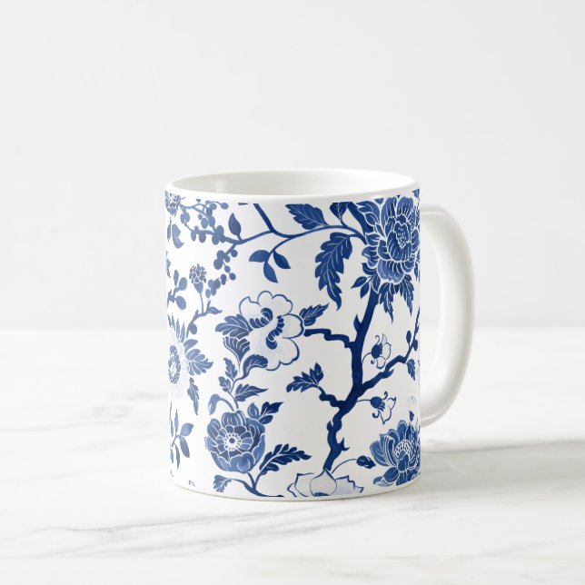 Taza De Café Tonos de Chinoiserie azul (Anverso derecho)