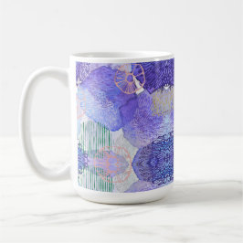 Taza De Café Tonos de lavanda y flores abstractas verdes