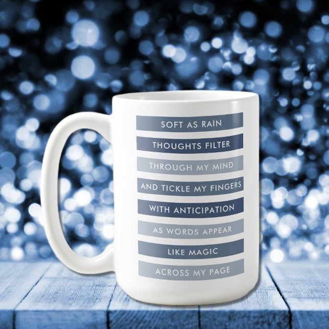Taza De Café Tonos de poema azul para escritores personalizados (Shades of Blue Motivational Poem for Writers Personalized Coffee Mug)
