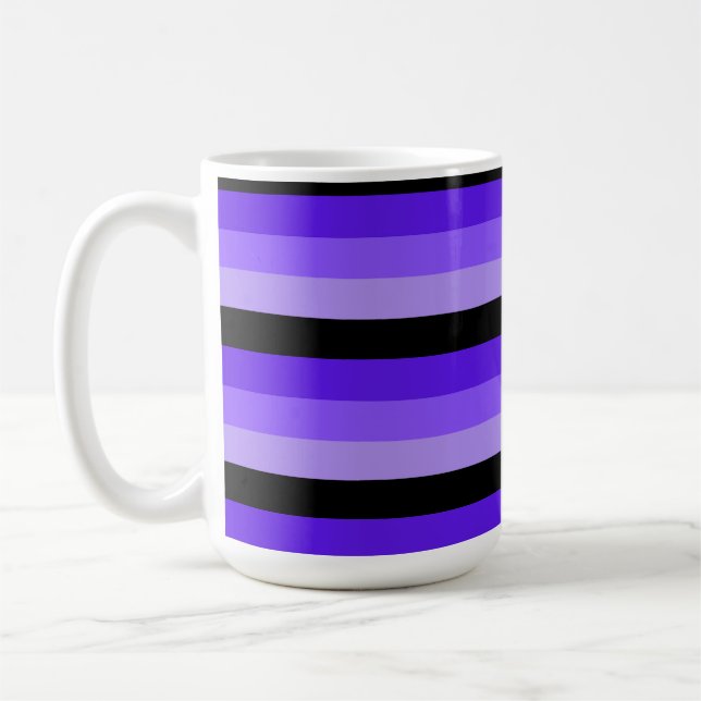 Taza De Café Tonos de rayas moradas con negro (Izquierda)