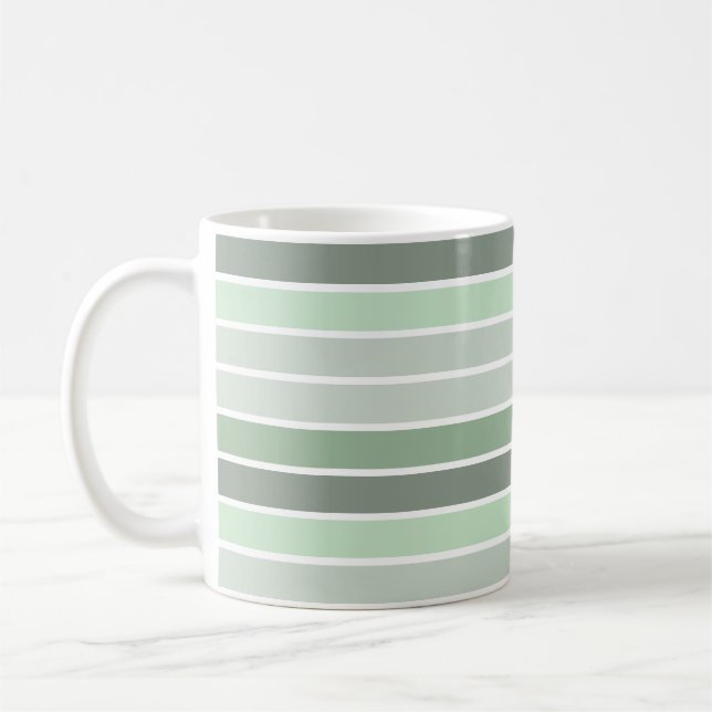 Taza De Café Tonos de rayas verdes (Izquierda)