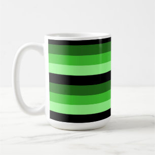 Taza De Café Tonos de rayas verdes con negro