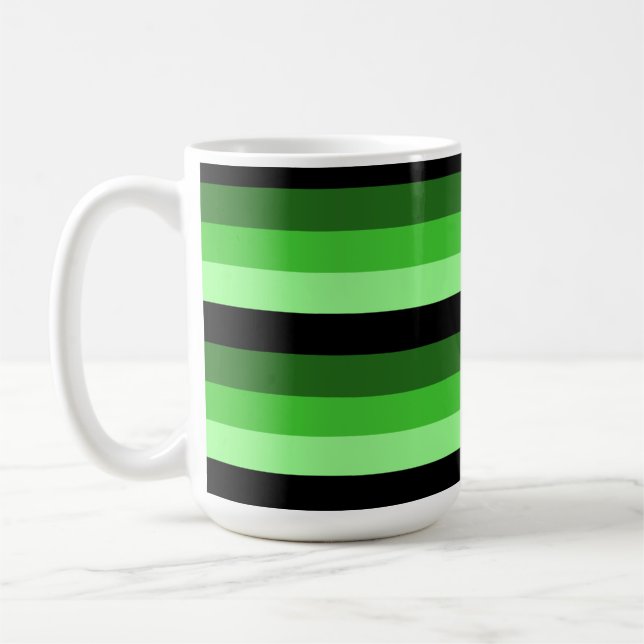 Taza De Café Tonos de rayas verdes con negro (Izquierda)