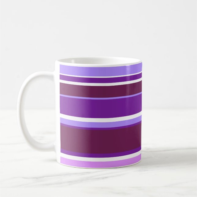 Taza De Café Tonos de rayas violetas (Izquierda)