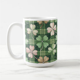 Taza De Café Tonos de verde y rosa tréboles celtas irlandeses