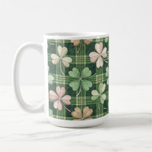 Taza De Café Tonos de verde y rosa tréboles celtas irlandeses