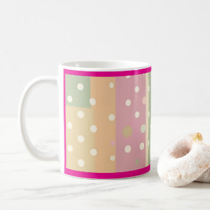 Taza De Café Tonos pastel de rayas y lunares