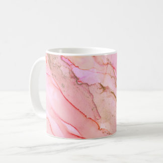 Taza De Café Tonos rosados en nubes de tinta con oro