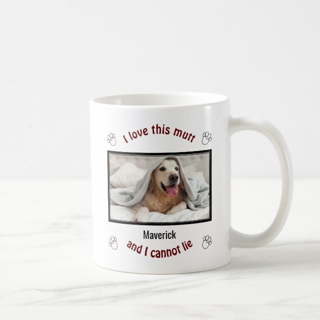 Taza De Café Tonto, me encanta este MUTT | Perro Perro personal (Derecha)
