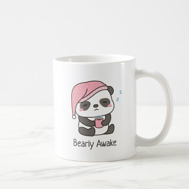 Taza De Café Tonto Panda Bearly Awake Humor tazón café (Derecha)