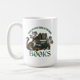 Taza De Café Too Many Books Green Floral Academia Mug