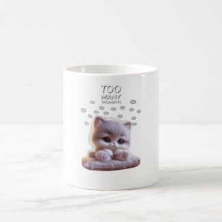 Taza De Café Too Many Thoughts Cute Cat Mug – Sleepy Cat
