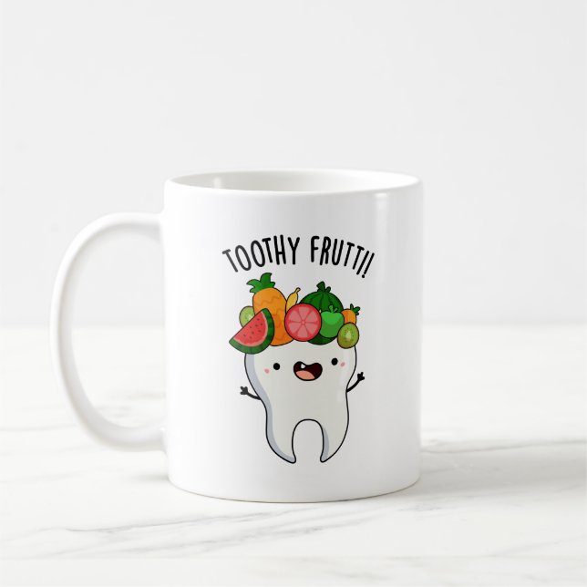 Taza De Café Toothy Fruity Funny Dental Pun (Izquierda)