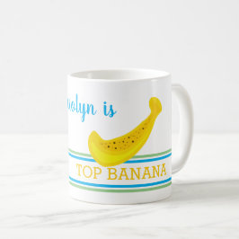 Taza De Café TOP BANANA, tu nombre, diversión, rayas, lindo
